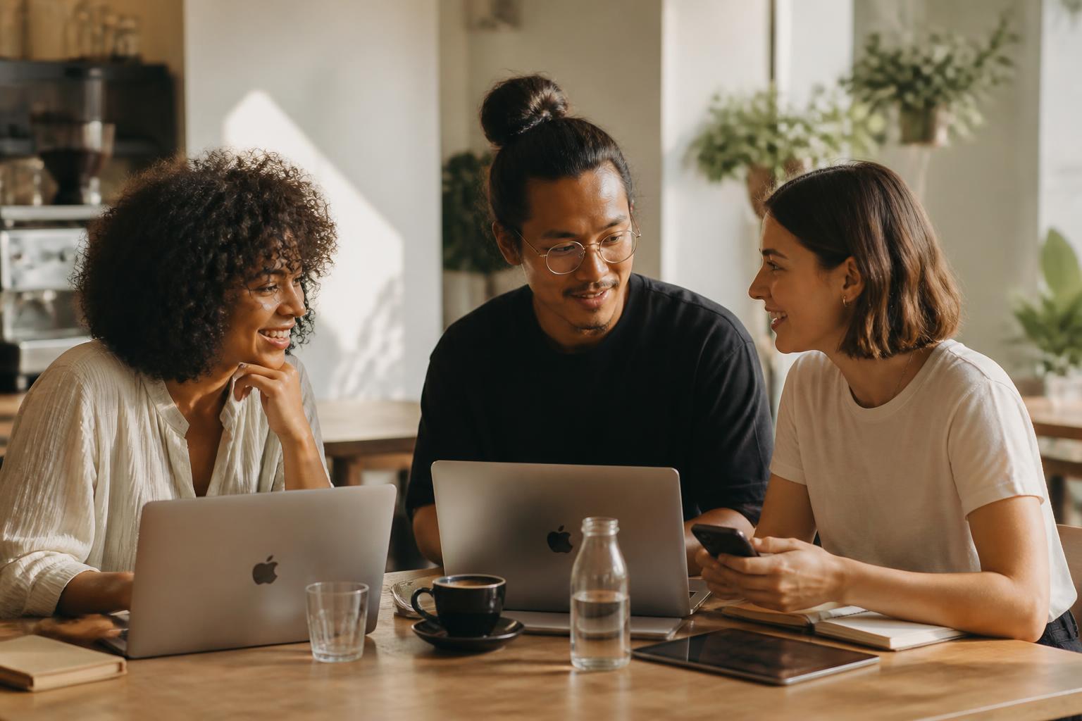 A diverse group of solopreneurs working together